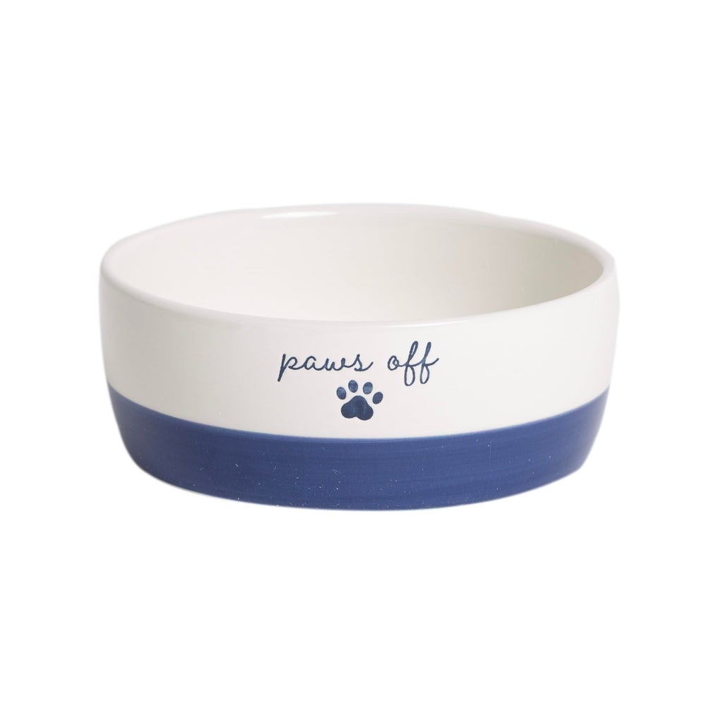 Pearhead tazón cerámico para gatos, diseño azul marino Patas Fuera, base antideslizante para comidas estables.