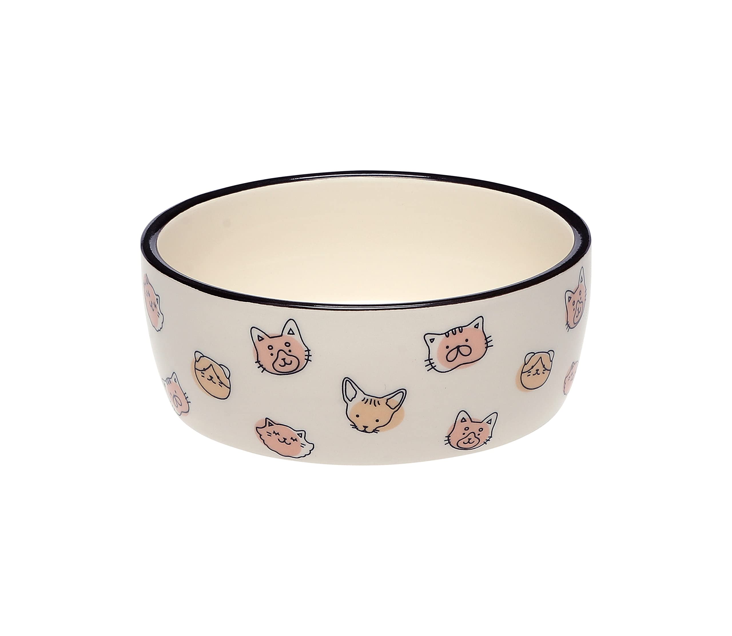 Pearhead Tazón cerámico para gatos con cara adorable, ideal para comida o agua diaria.