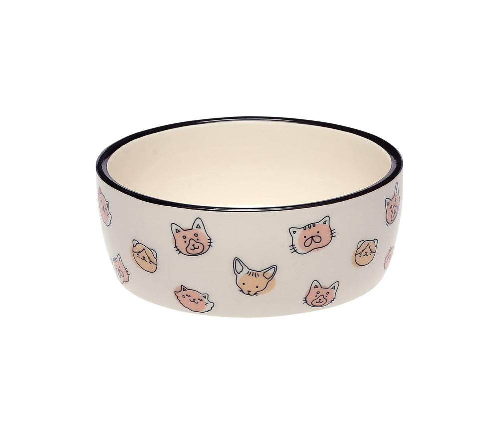 Pearhead Tazón cerámico para gatos con cara adorable, ideal para comida o agua diaria.