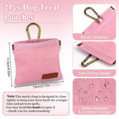 Peasug bolsas premio para perro en rosa, fáciles de llevar durante caminatas.