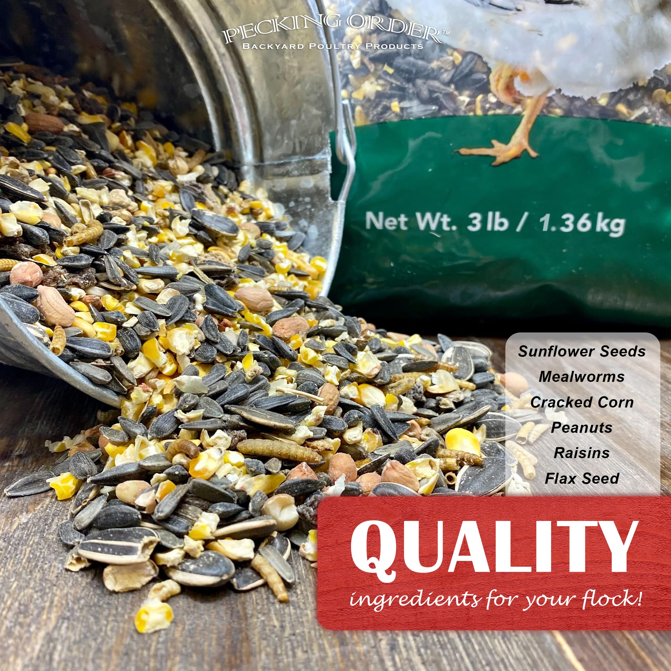 Pecking Order 9328: mezcla de ingredientes para variedad y textura