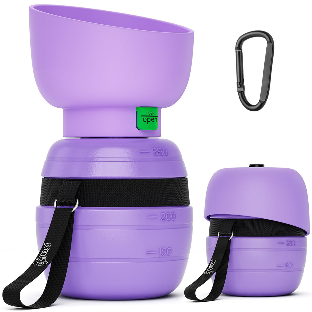 Pecute botella-portátil-perro para paseos, ideal para mantener hidratado a tu mascota.