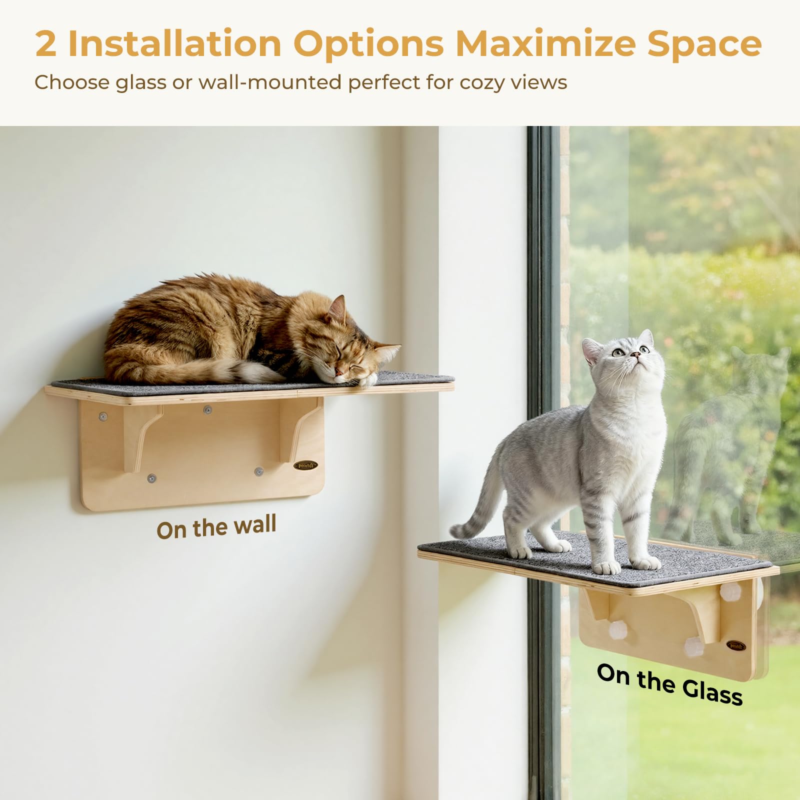 Pecute estantes gato pared montaje ofrecen flexibilidad para ubicar al felino.