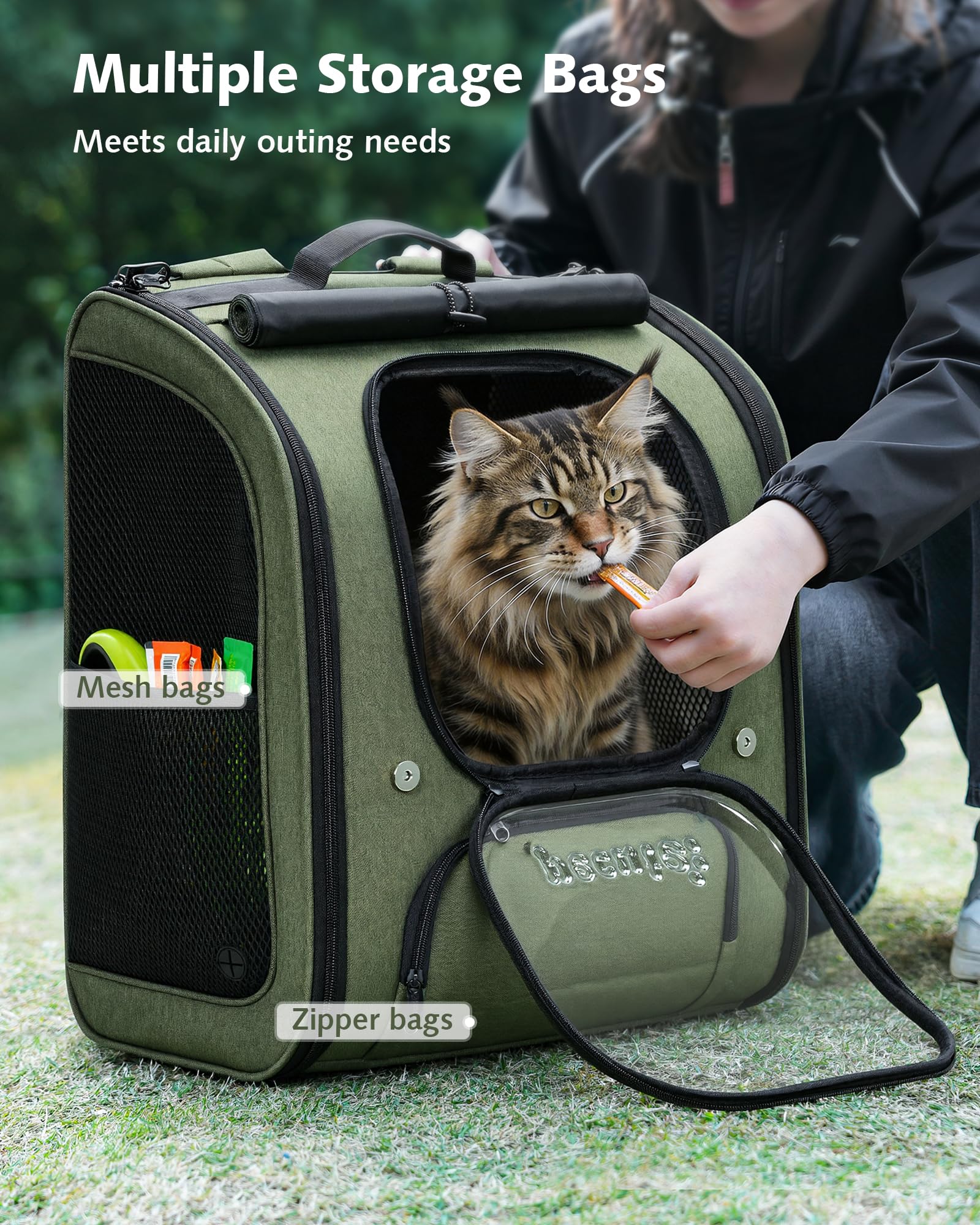 Pecute Mochila gato, acolchado desmontable para lavado fácil