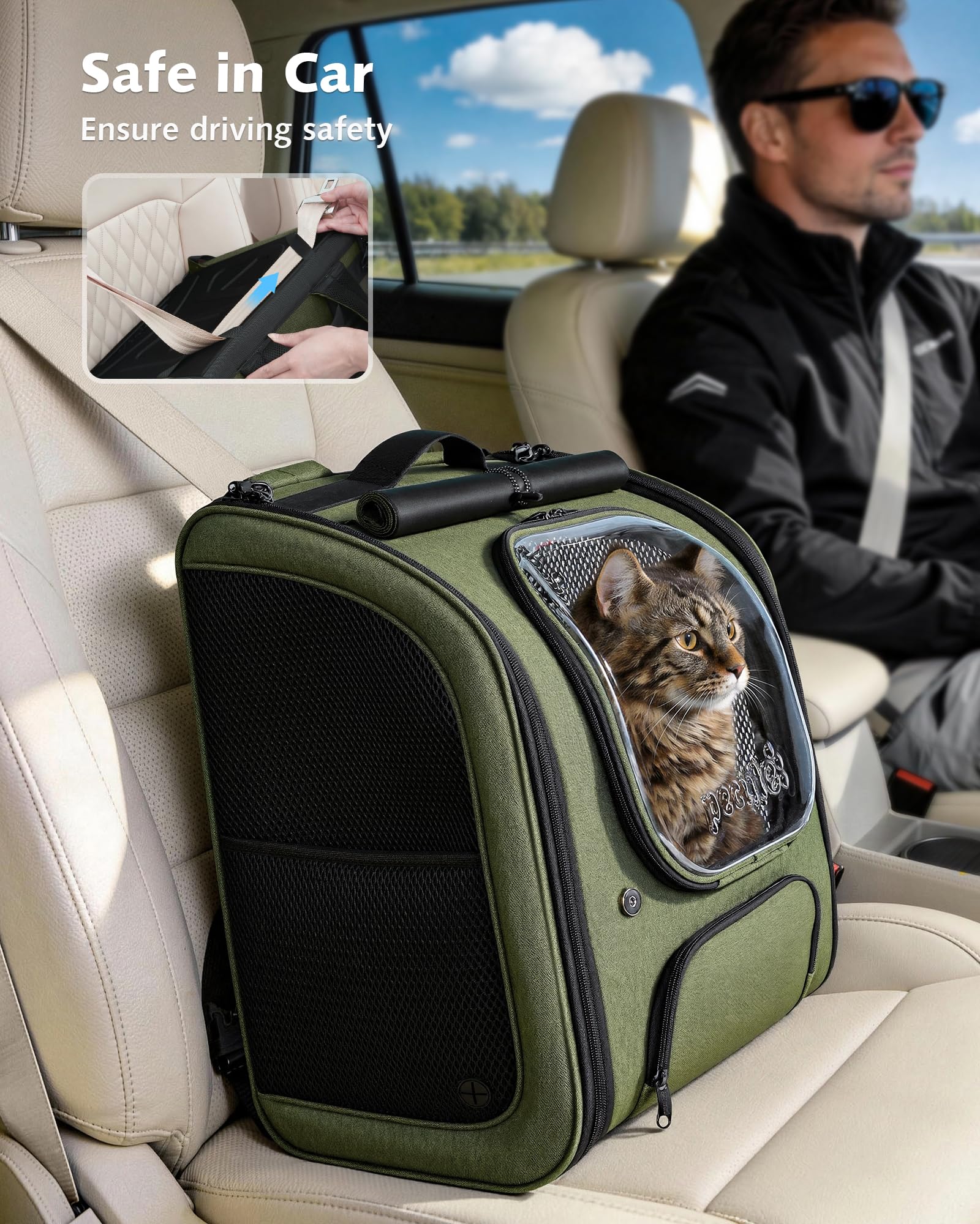 Pecute Mochila gato, cierres con candado y seguridad interna