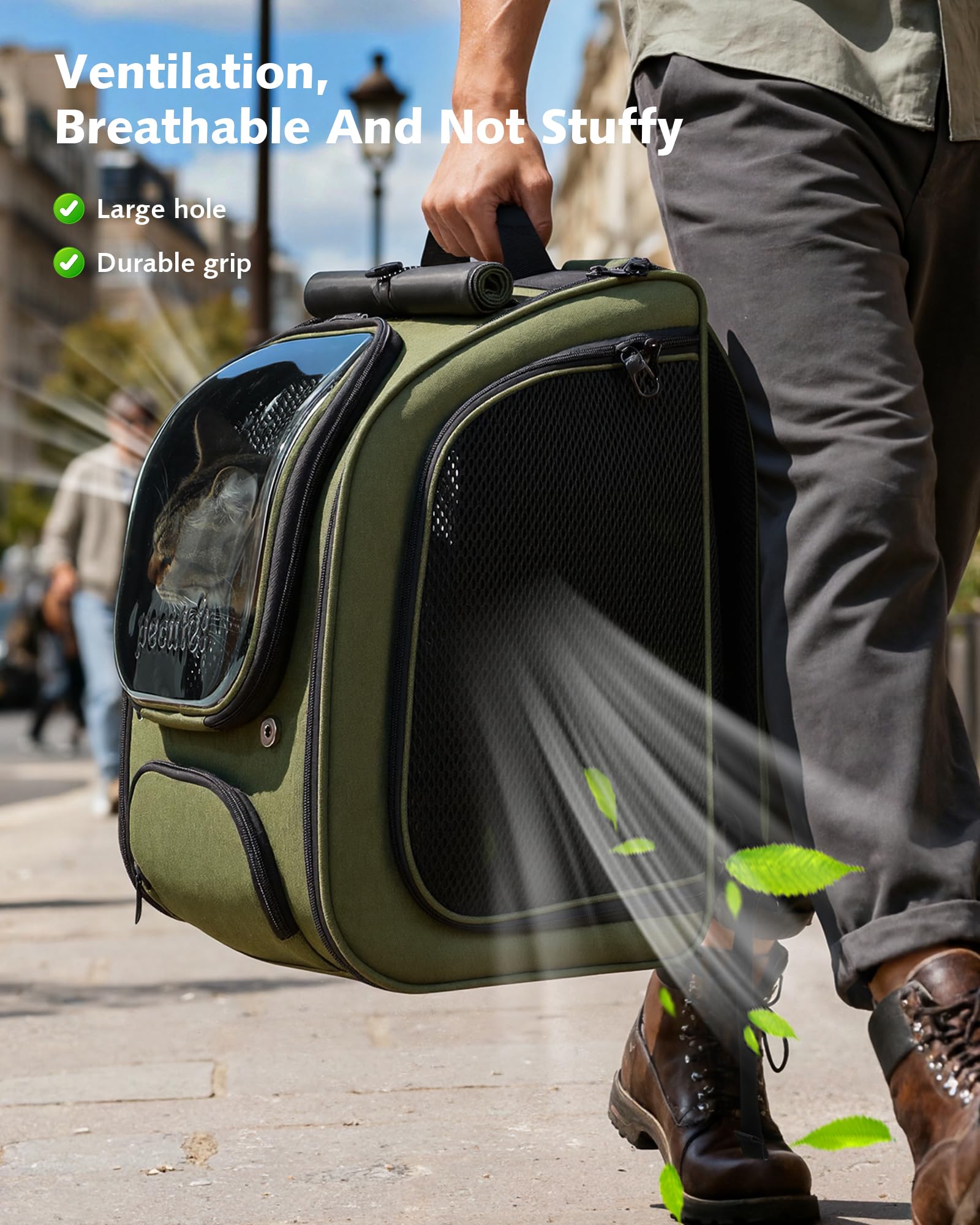 Pecute Mochila para gato con acolchado suave y cómodo