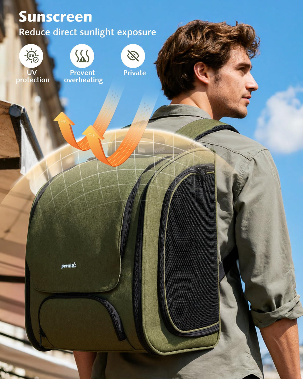 Pecute Mochila para gato con bolsillos frontales y laterales útiles