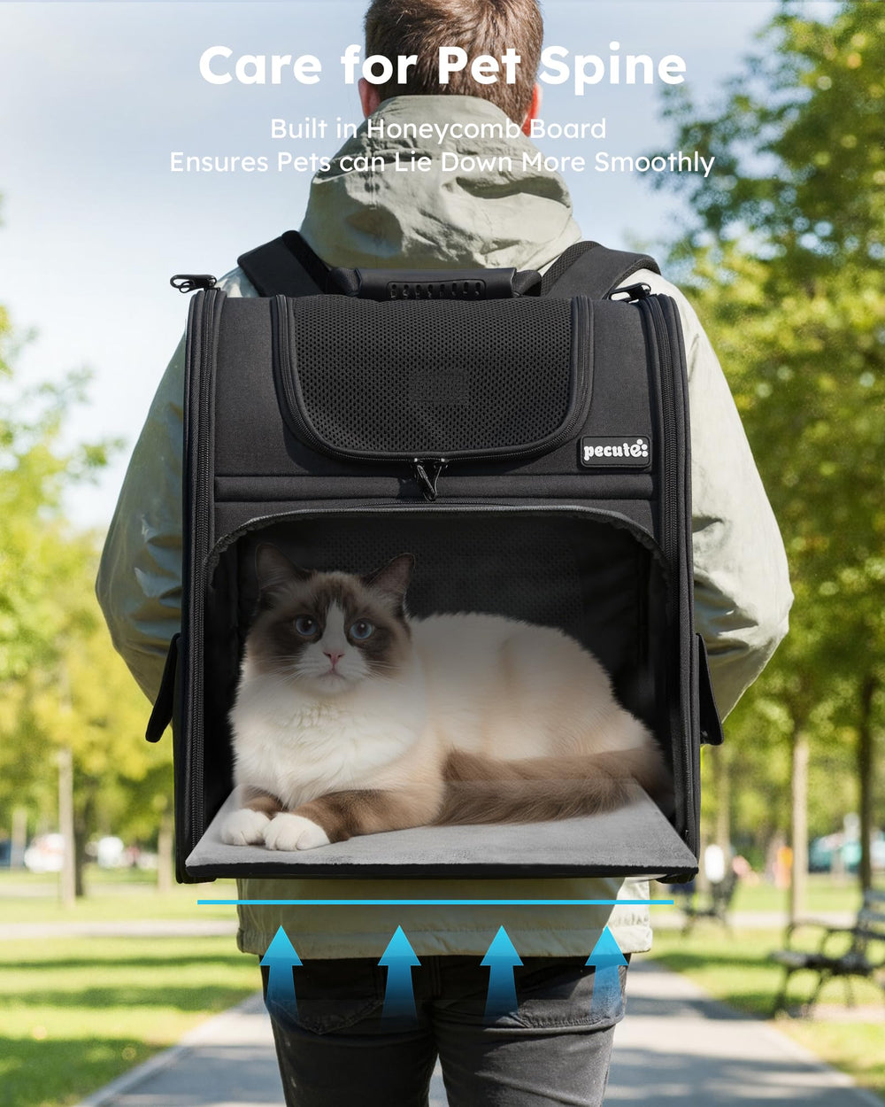 Pecute Mochila gato bolsillos laterales para suministros.