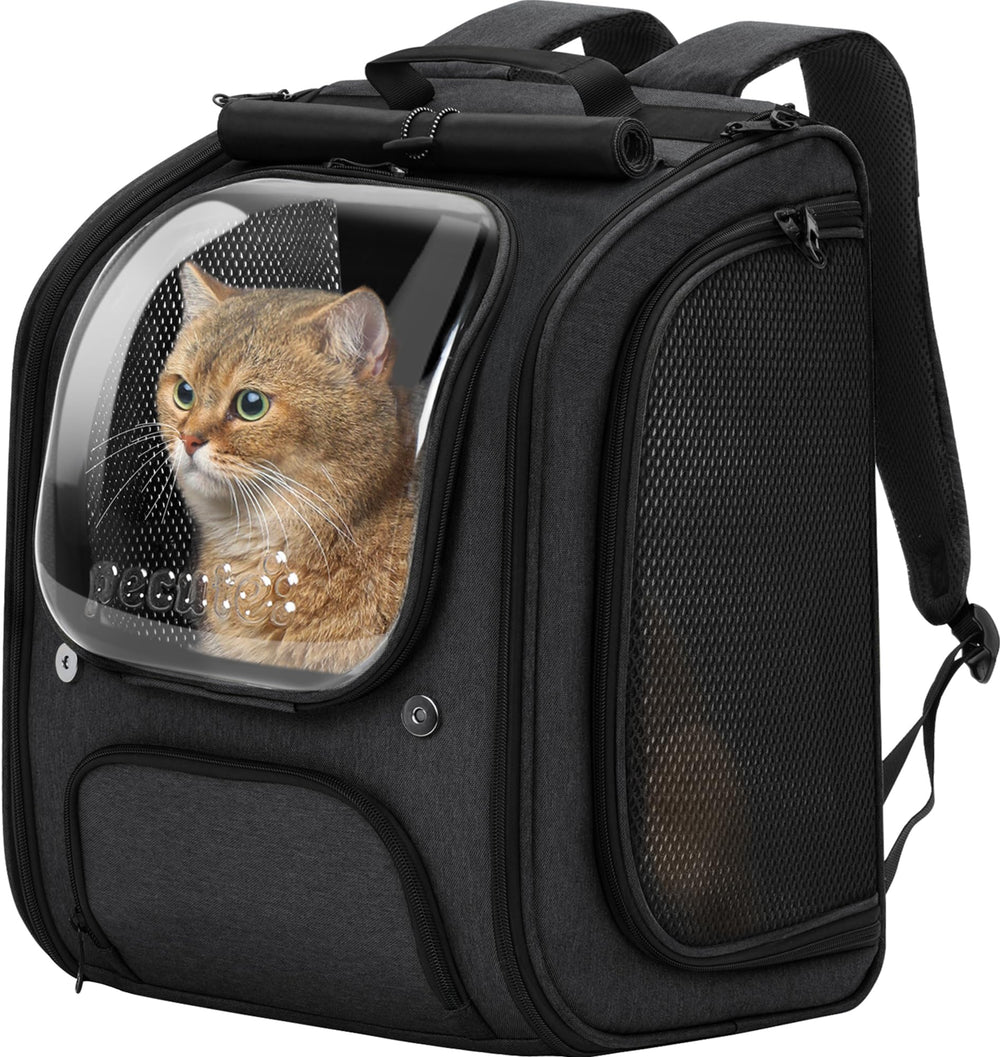 Pecute Mochila gato con burbujas y espacio amplio para viajar cómodo.