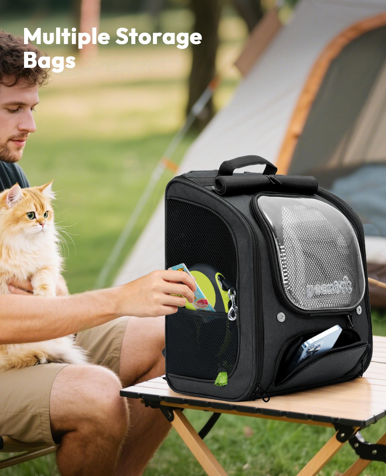 Pecute Mochila gato cremalleras con cierre para seguridad.