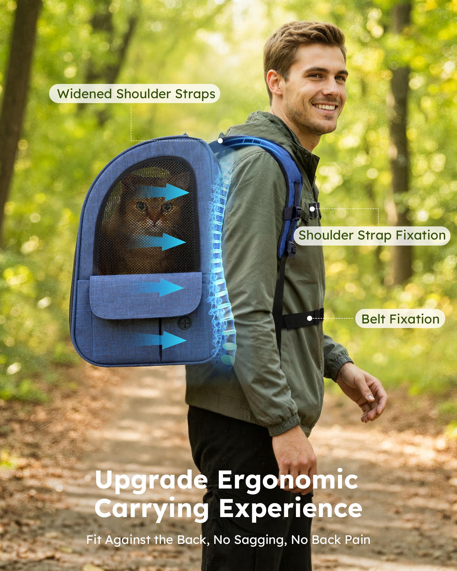 Pecute Mochila Gato Cierres seguros bloqueo para evitar escapes