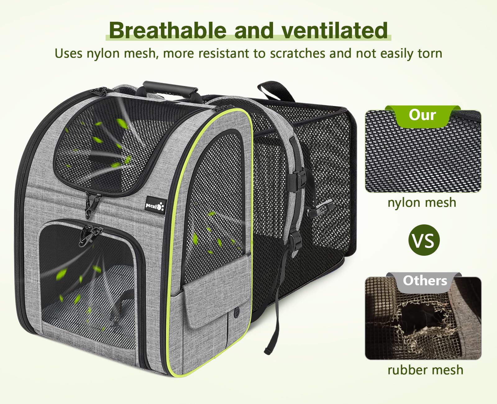 Pecute Correas ergonómicas acolchadas para comodidad durante caminatas.