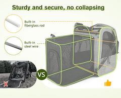 Pecute Mochila Expandible con mayor espacio para la mascota durante el traslado.