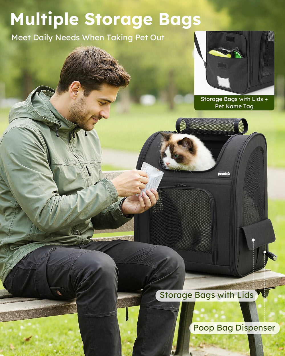 Pecute Mochila gato uso manos libres para paseos al aire libre.
