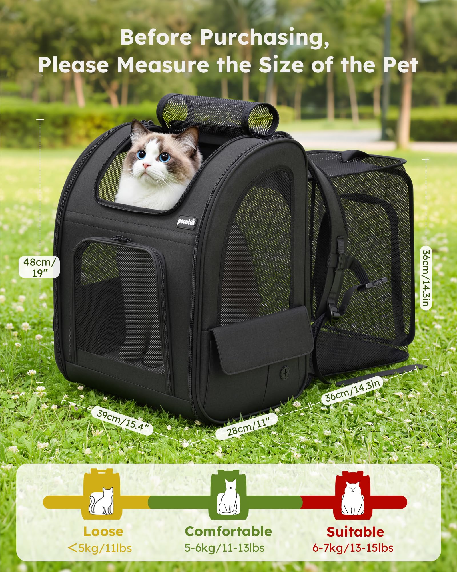 Pecute Mochila gato Oxford impermeable protege a tu mascota.