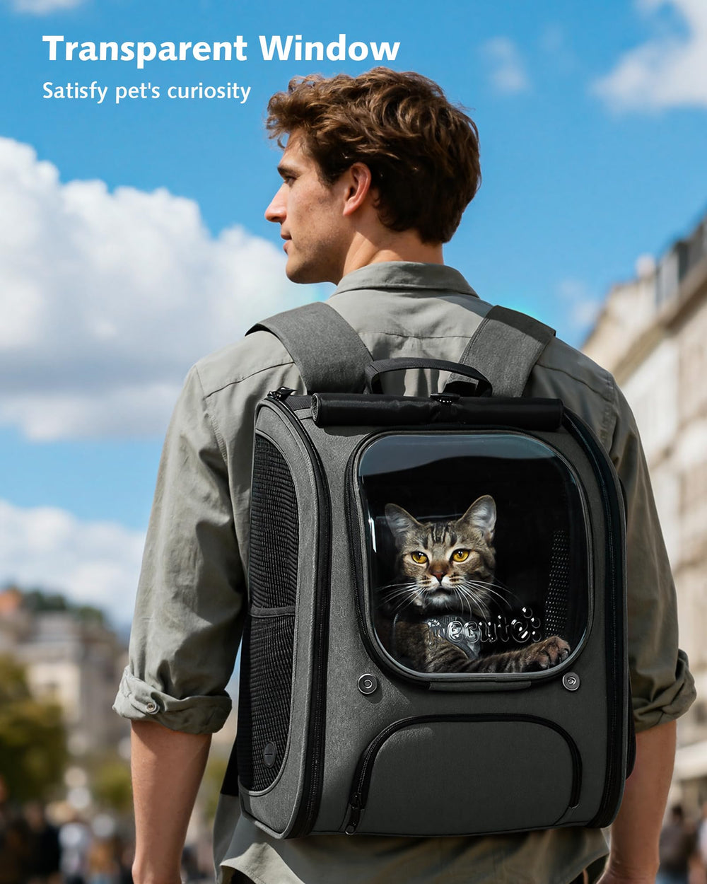 Pecute Mochila Gato Ventilada Malla Lateral: flujo de aire para mayor comodidad.