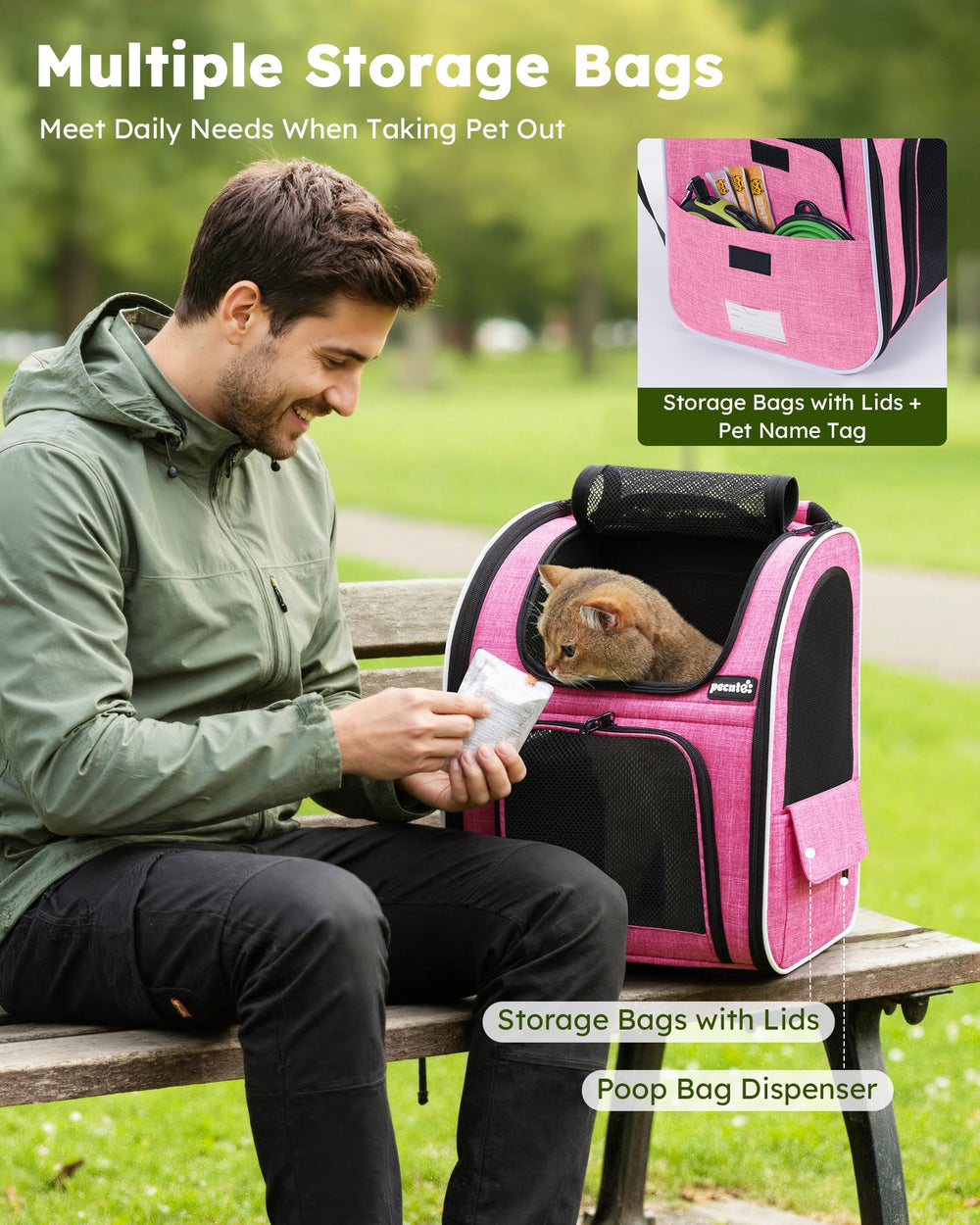 Pecute Mochila: diseño expandible trasero ofrece más espacio y mejor ventilación.
