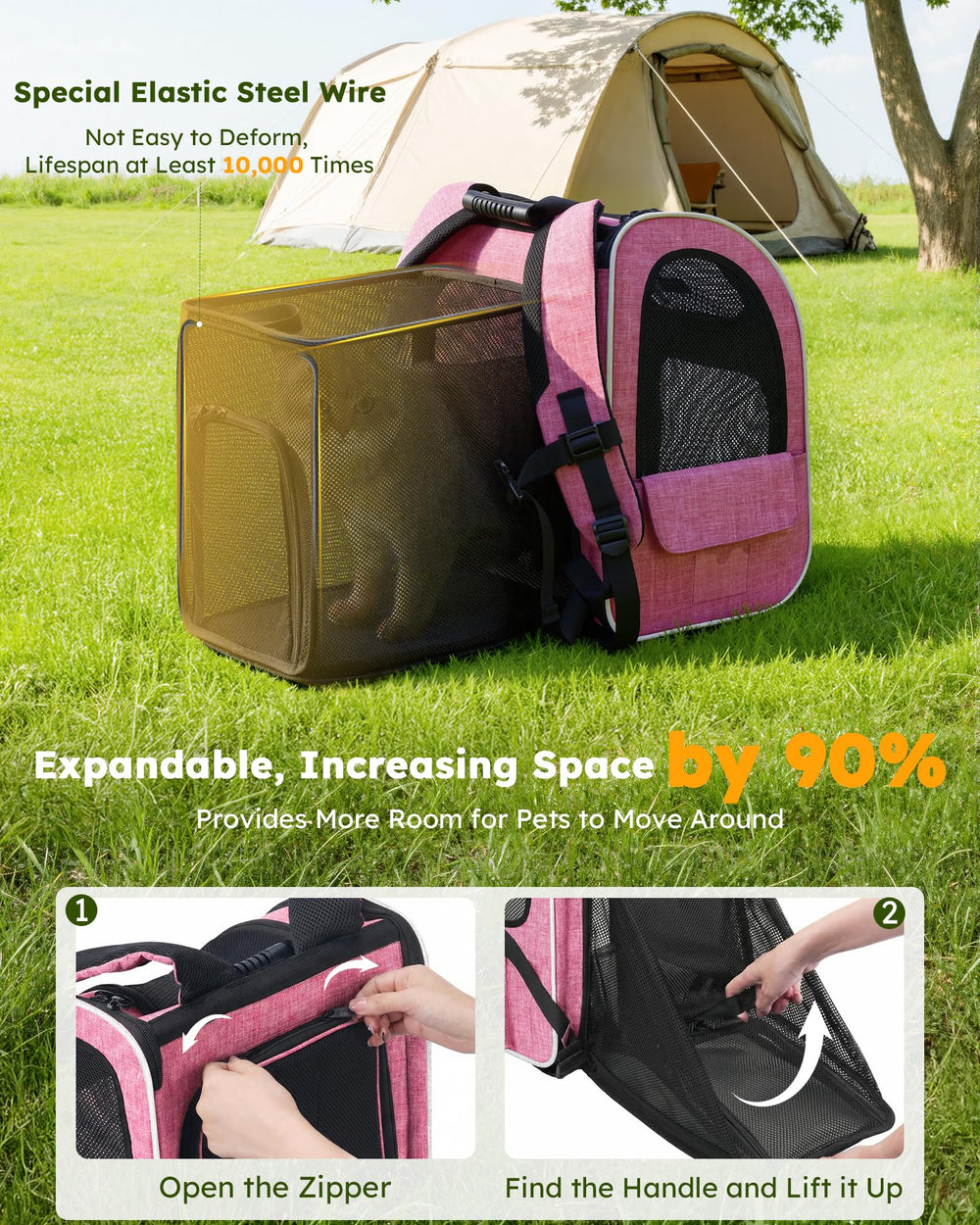Pecute Mochila Expandible: acceso múltiple para colocar o retirar la mascota con facilidad.
