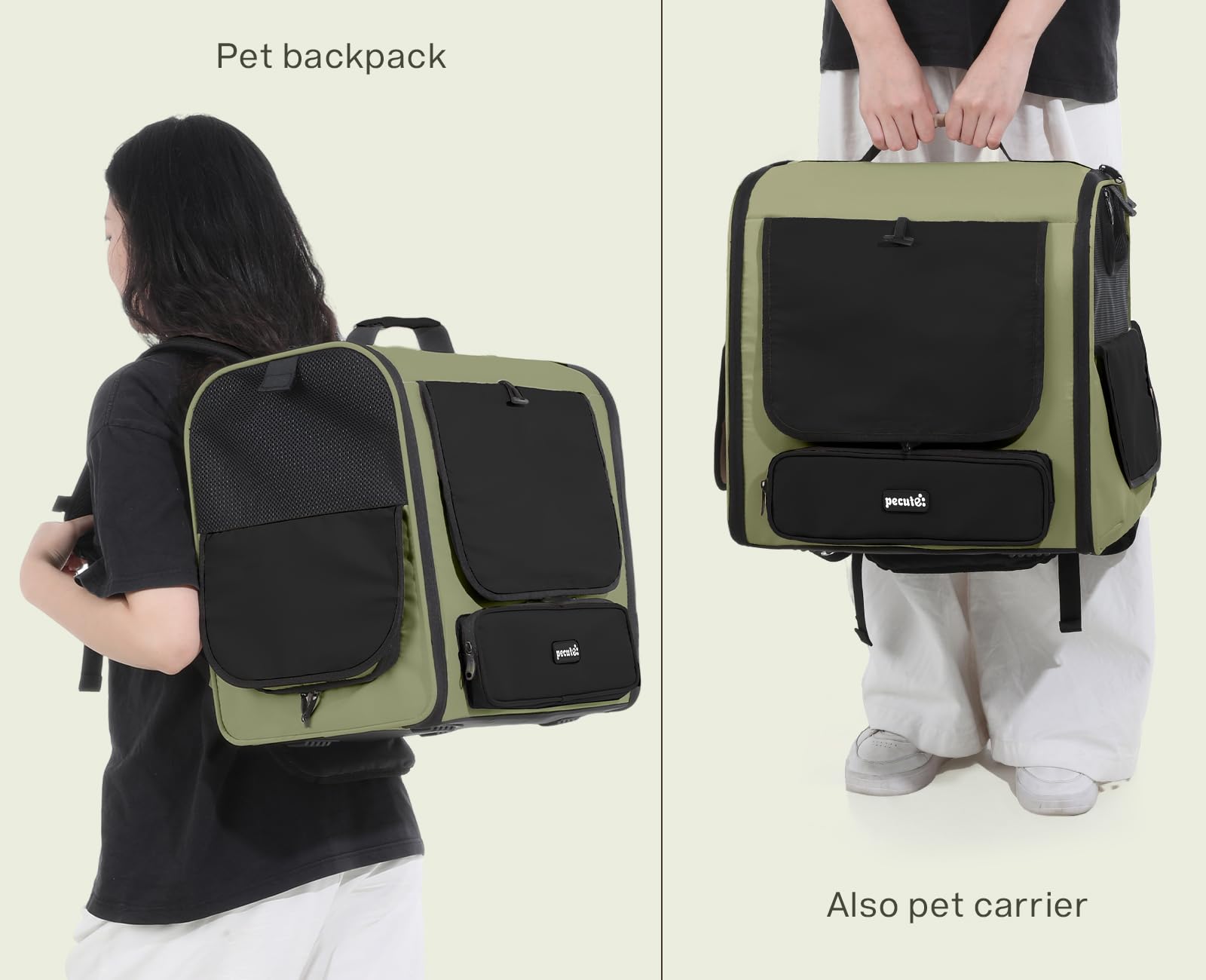 Mochila pecute uso diario y excursiones, cómoda para visitas al veterinario