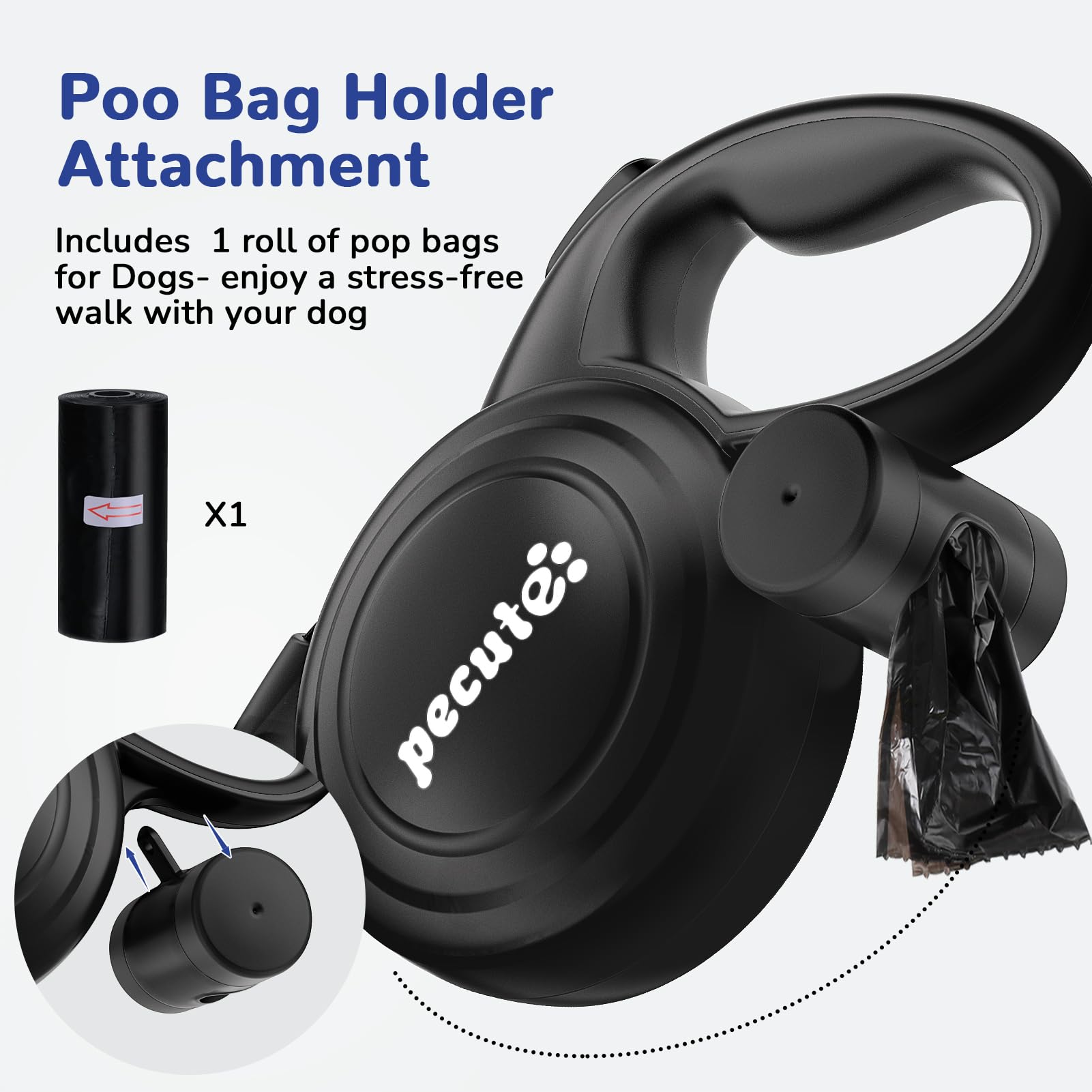 Porta-bolsas con rollo incluido en la correa Pecute