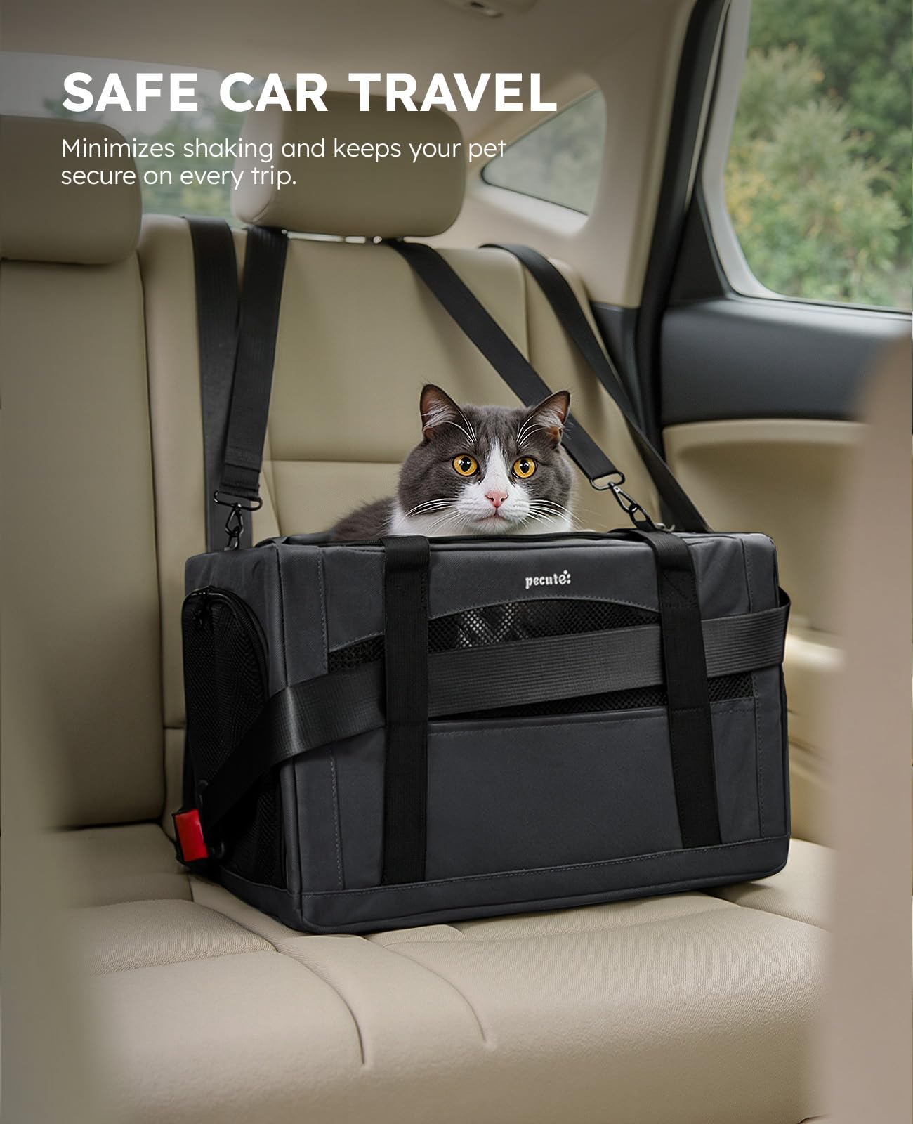 Pecute porta-gato malla resistente favorece buena ventilación