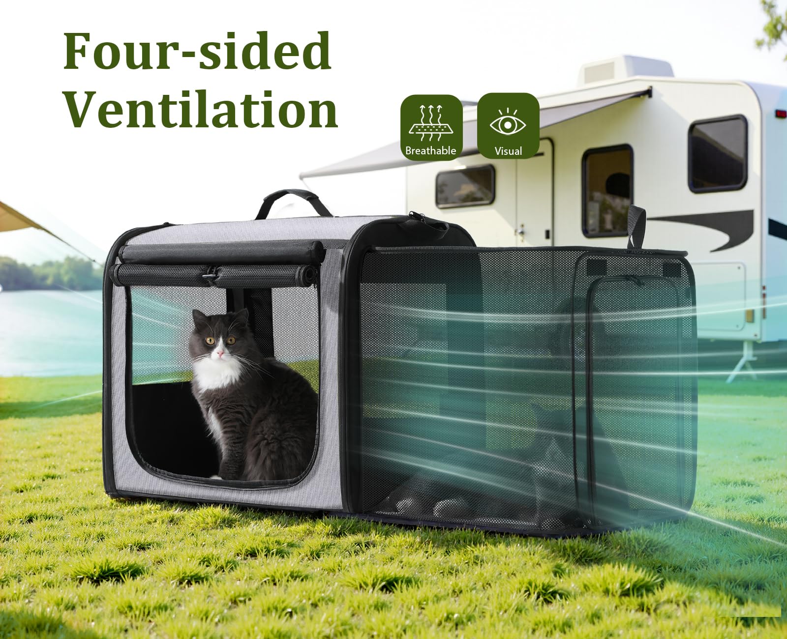 Pecute Portador plegable con sistema de almacenamiento compacto.