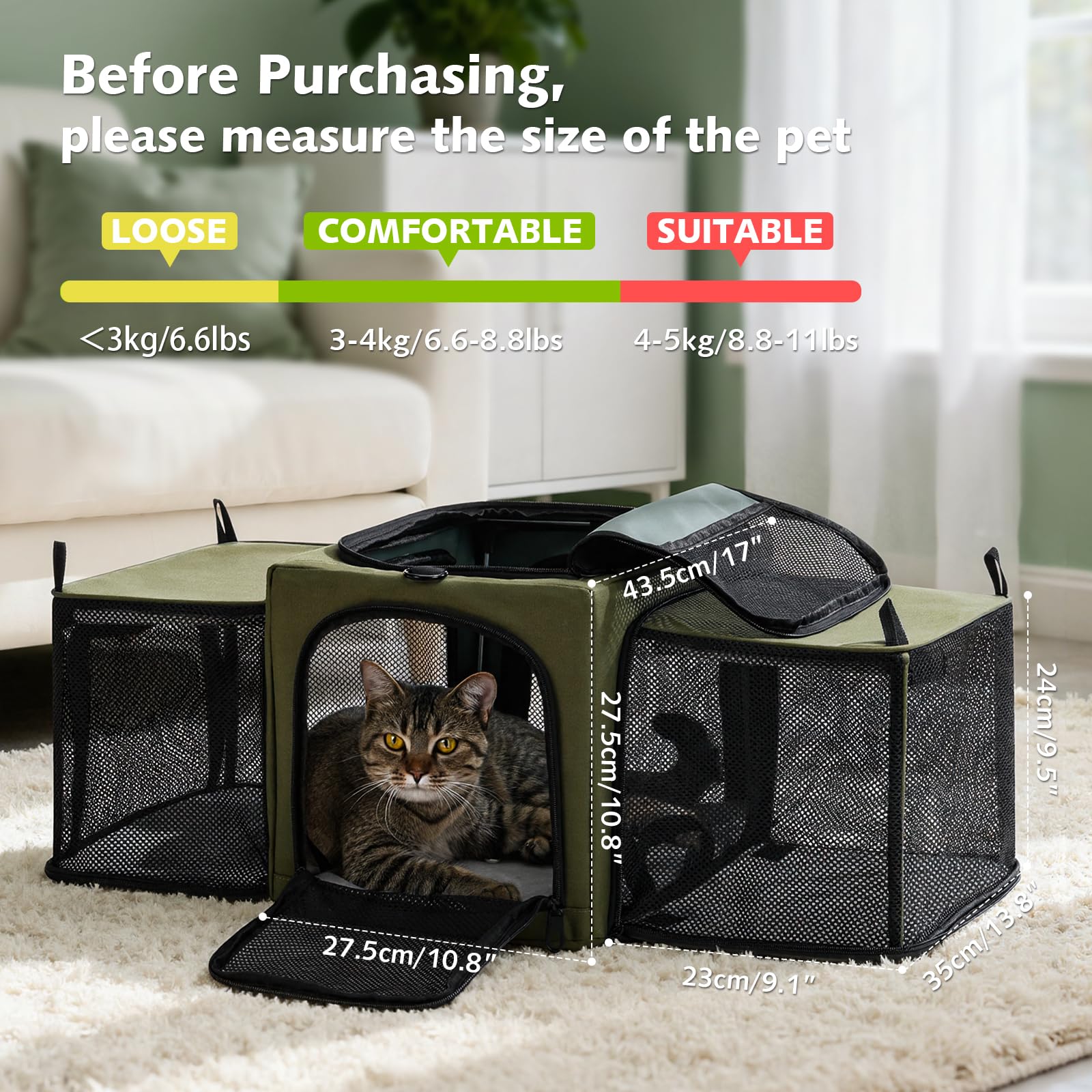 Pecute transportín para gato estructura de acero 5 mm, diseño duradero