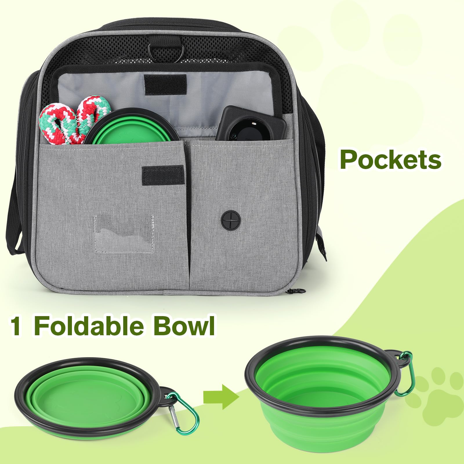 Pecute transportín con arnés interior para seguridad adicional.