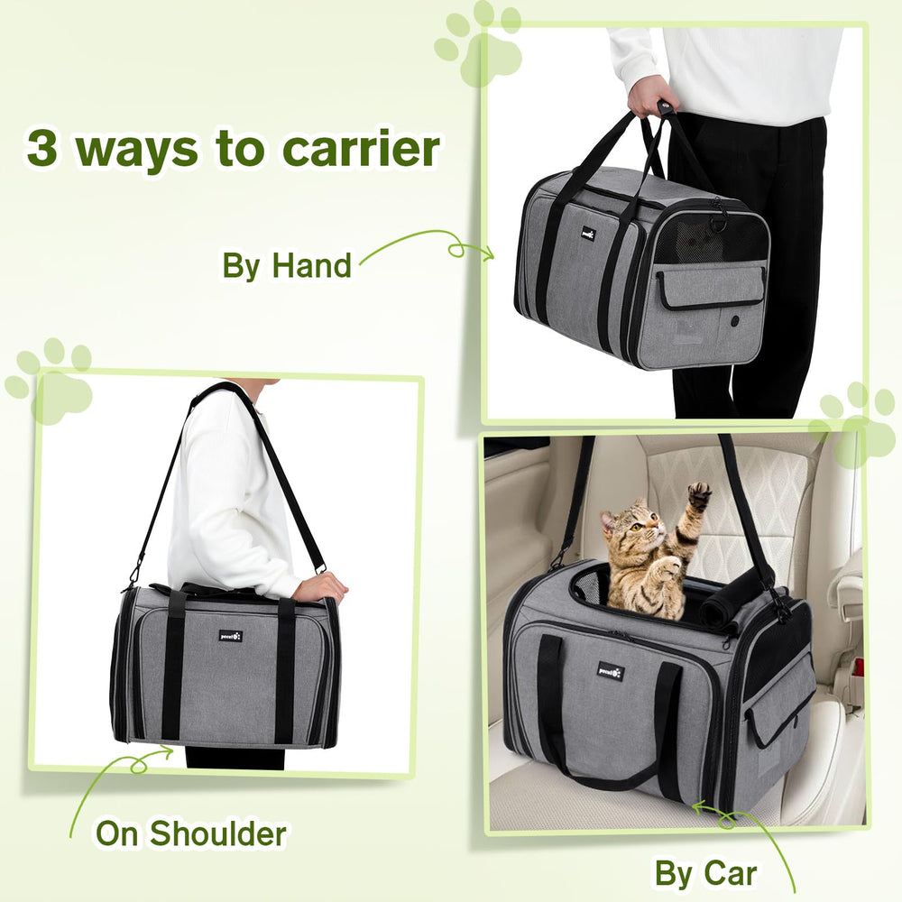 Pecute transportín con base acolchada lavable para limpieza rápida.