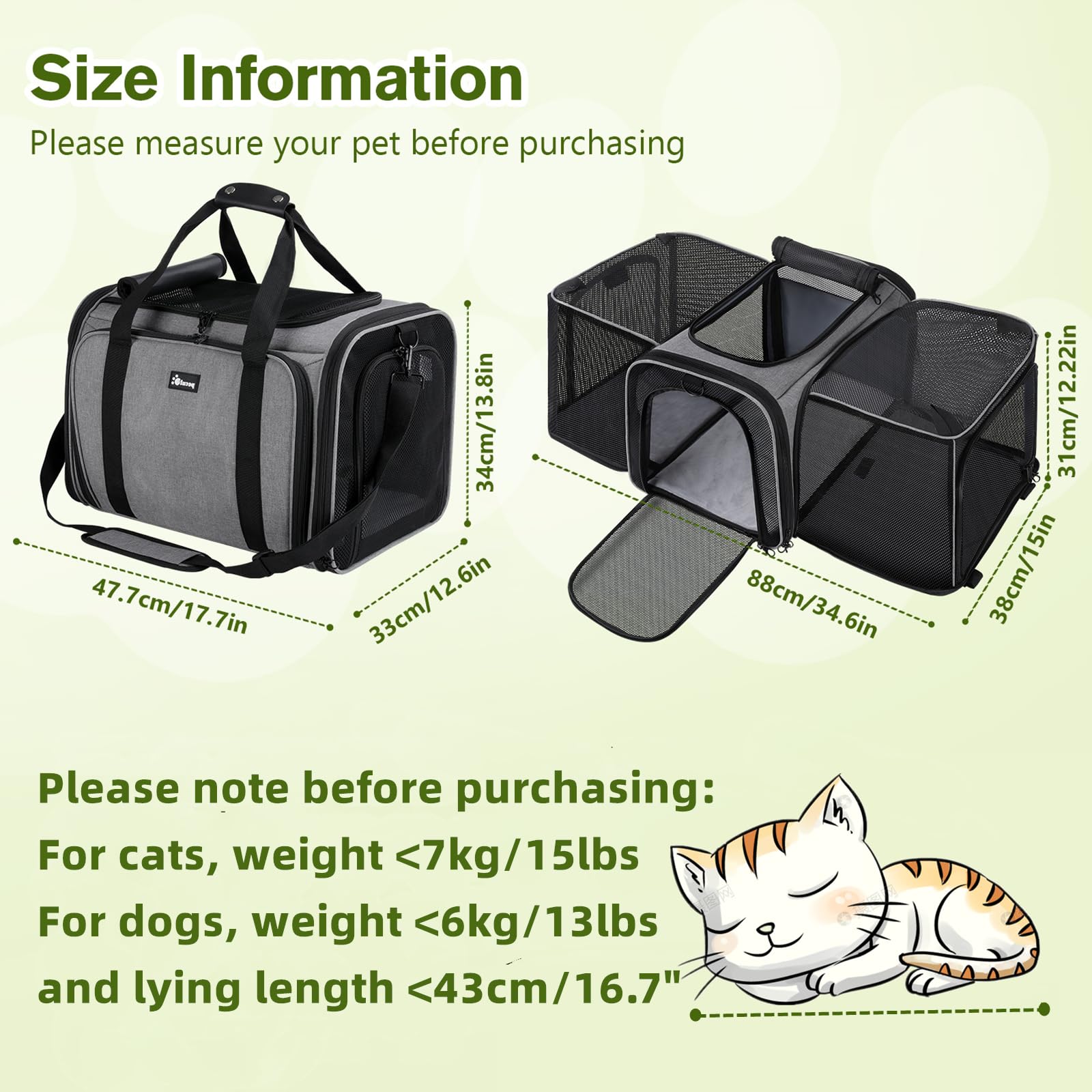 Pecute transportín expandible: mayor espacio para mascotas durante viajes.