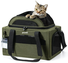 Transportín Pecute expandible para mascotas apto para aerolíneas y debajo del asiento.