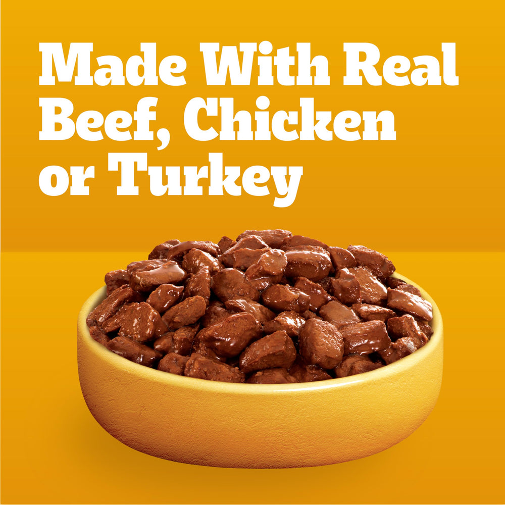 Pedigree con res y cerdo en salsa para comidas completas