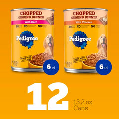 Pedigree: primer plano de ingredientes reales, promueve nutrición balanceada.