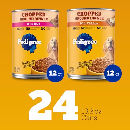 Pedigree Chopped Ground Dinner, textura suave de comida húmeda para perros.
