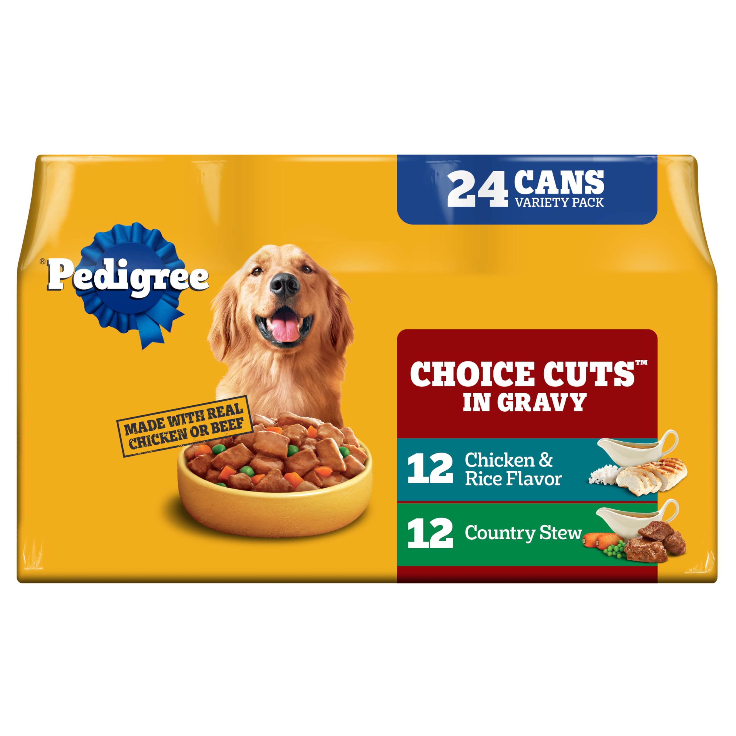 Pedigree cortes en salsa lata: trozos tiernos para perros adultos.