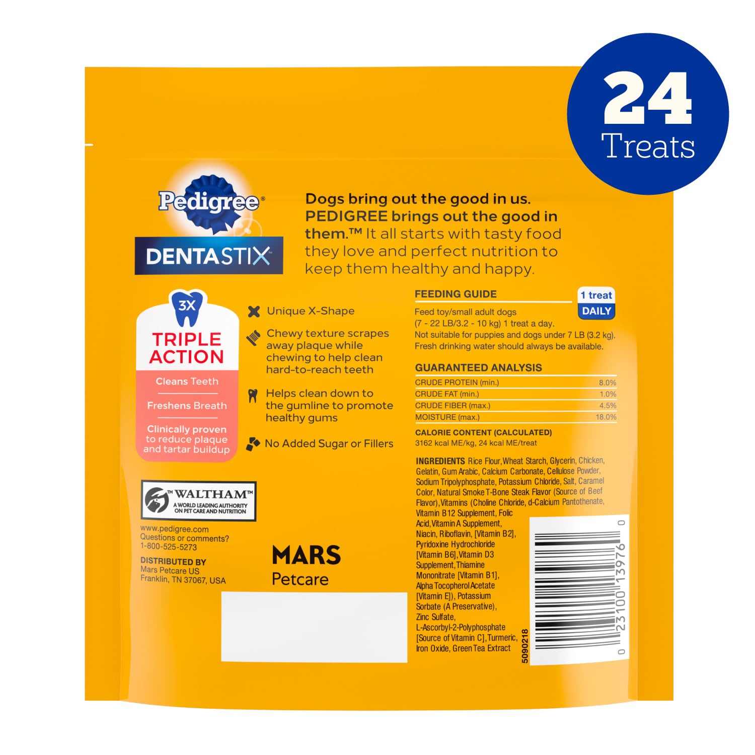 Pedigree Dentastix sabor carne, snack dental confiable.