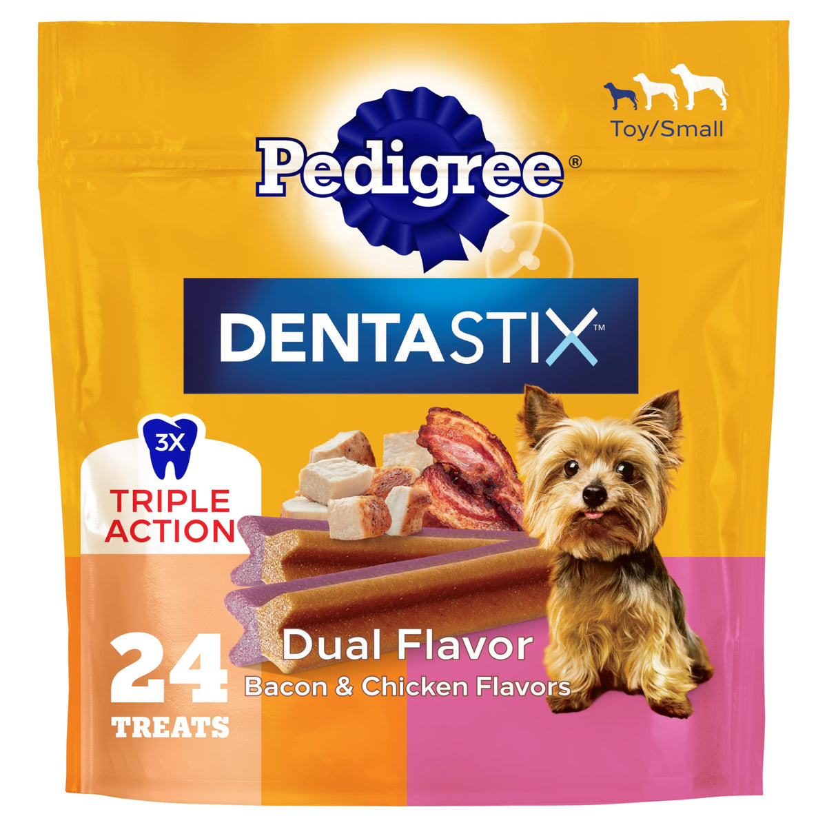 Pedigree Dentastix empaque de 5 oz, ideal para cuidado dental diario.