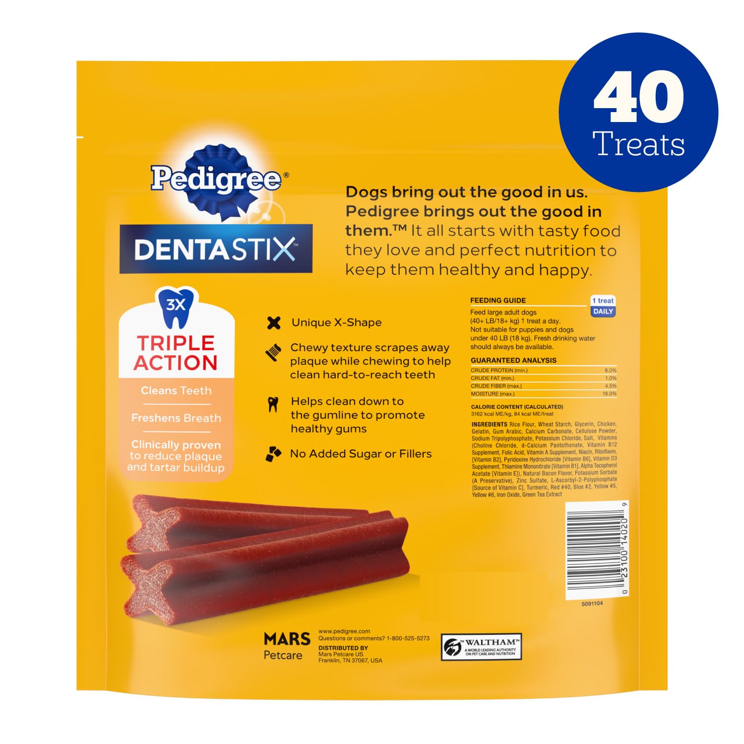 Pedigree Dentastix large-breed breath care benefit in use.