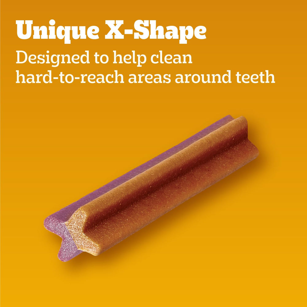 Pedigree Dentastix texture close-up highlights chewy formula