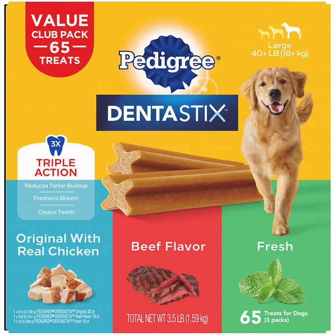 Dentastix Pedigree: variedad de 65 piezas para limpieza bucal y aliento