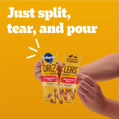 Pedigree Drizzlers verter sobre comida seca aporta sabor adicional manteniendo la crocancia.