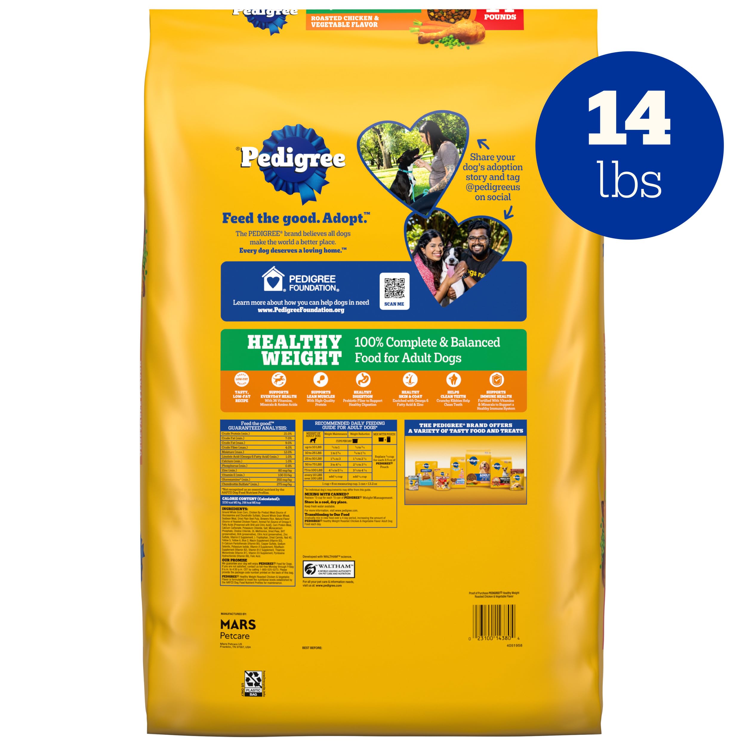 Pedigree Peso Saludable: empaque compacto para guardar frescura.