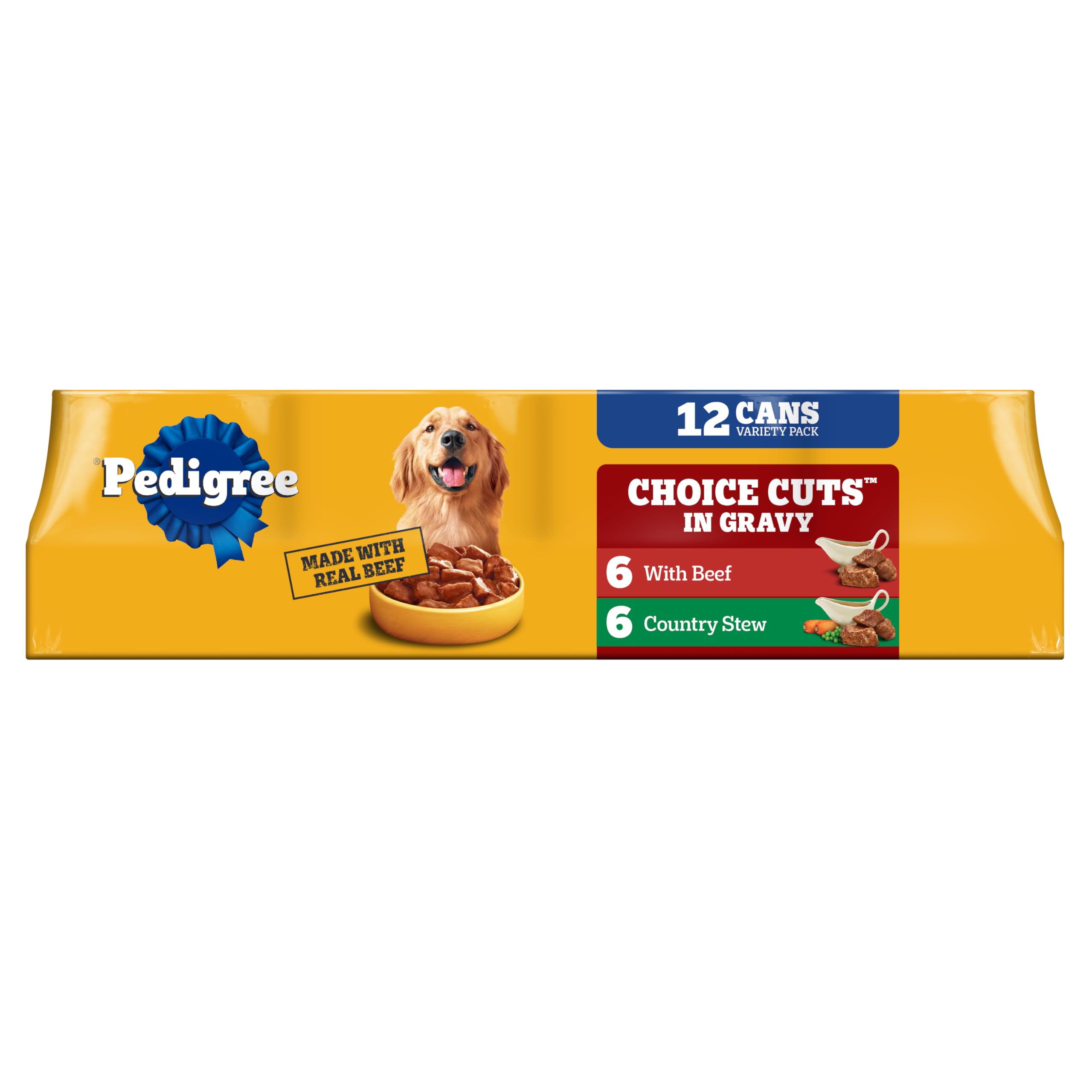 Pedigree: cortes en salsa, lata abierta, trozos sabrosos para una comida completa.