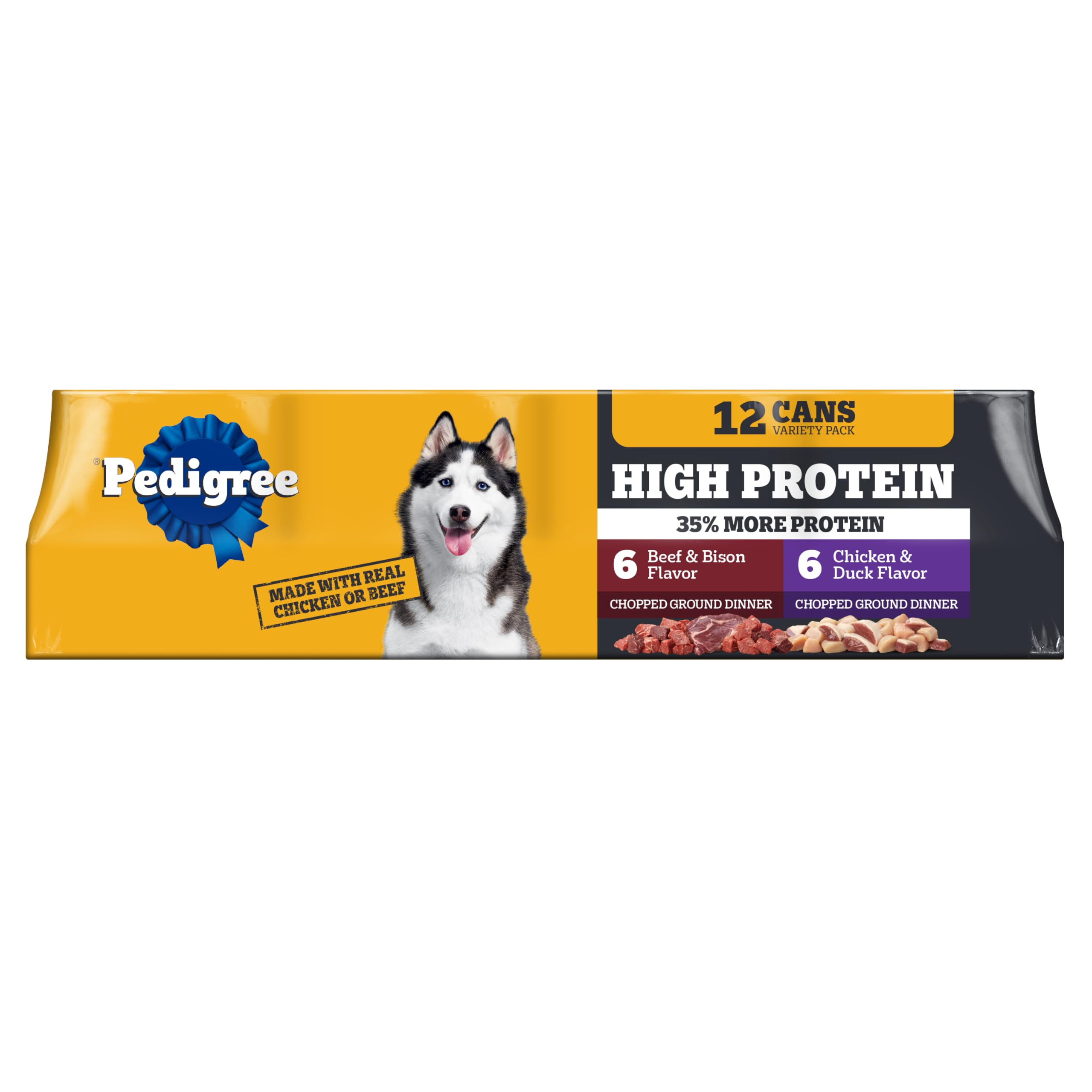 Pedigree lata pollo y pato: trozos reales para perros adultos y palatabilidad alta.