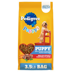 Pedigree Puppy Dry Food bolsa 3-5 lb con sabor filete parrilla y verduras para cachorros