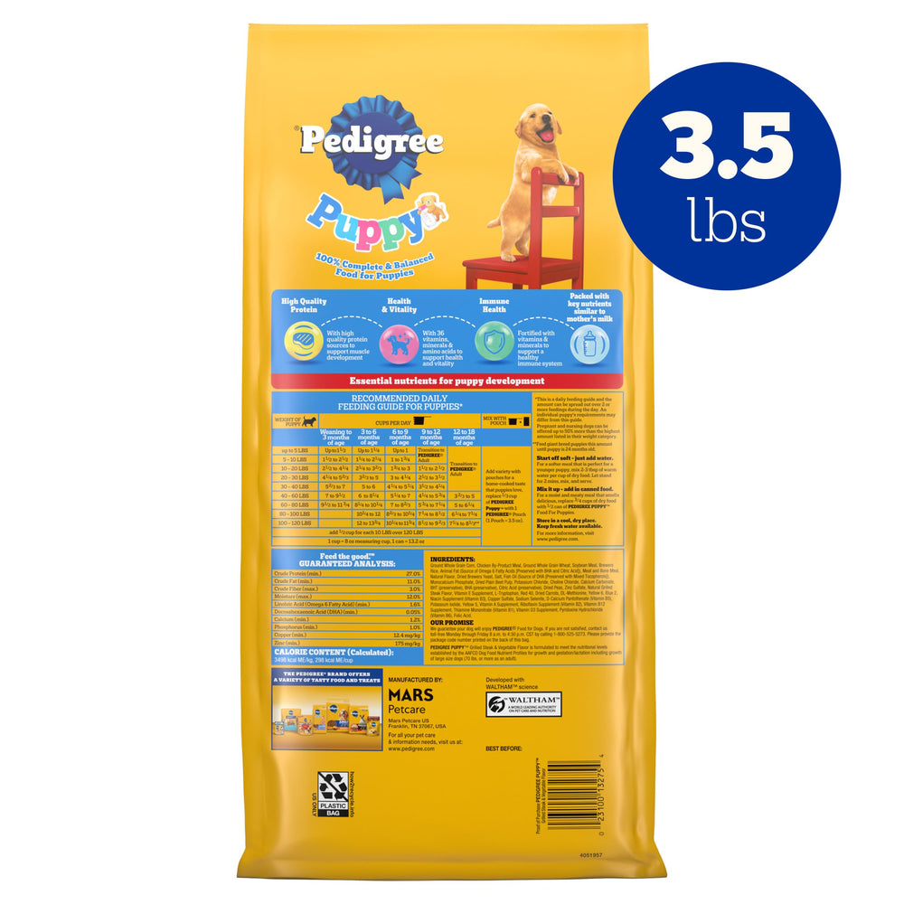 Pedigree Puppy Dry Food porciones medidas para una dieta equilibrada