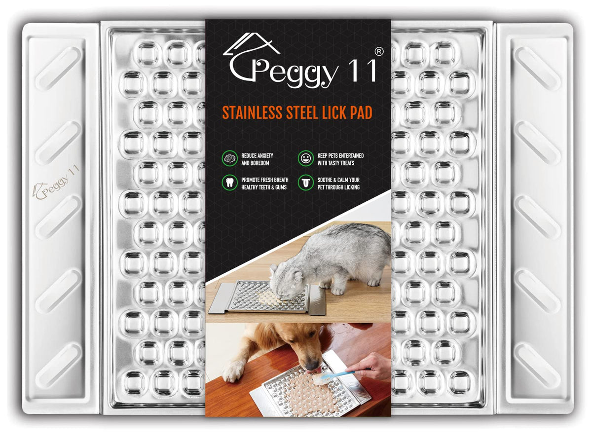 Peggy11 placa de lamido duradera de acero inoxidable para alimentación lenta y segura.