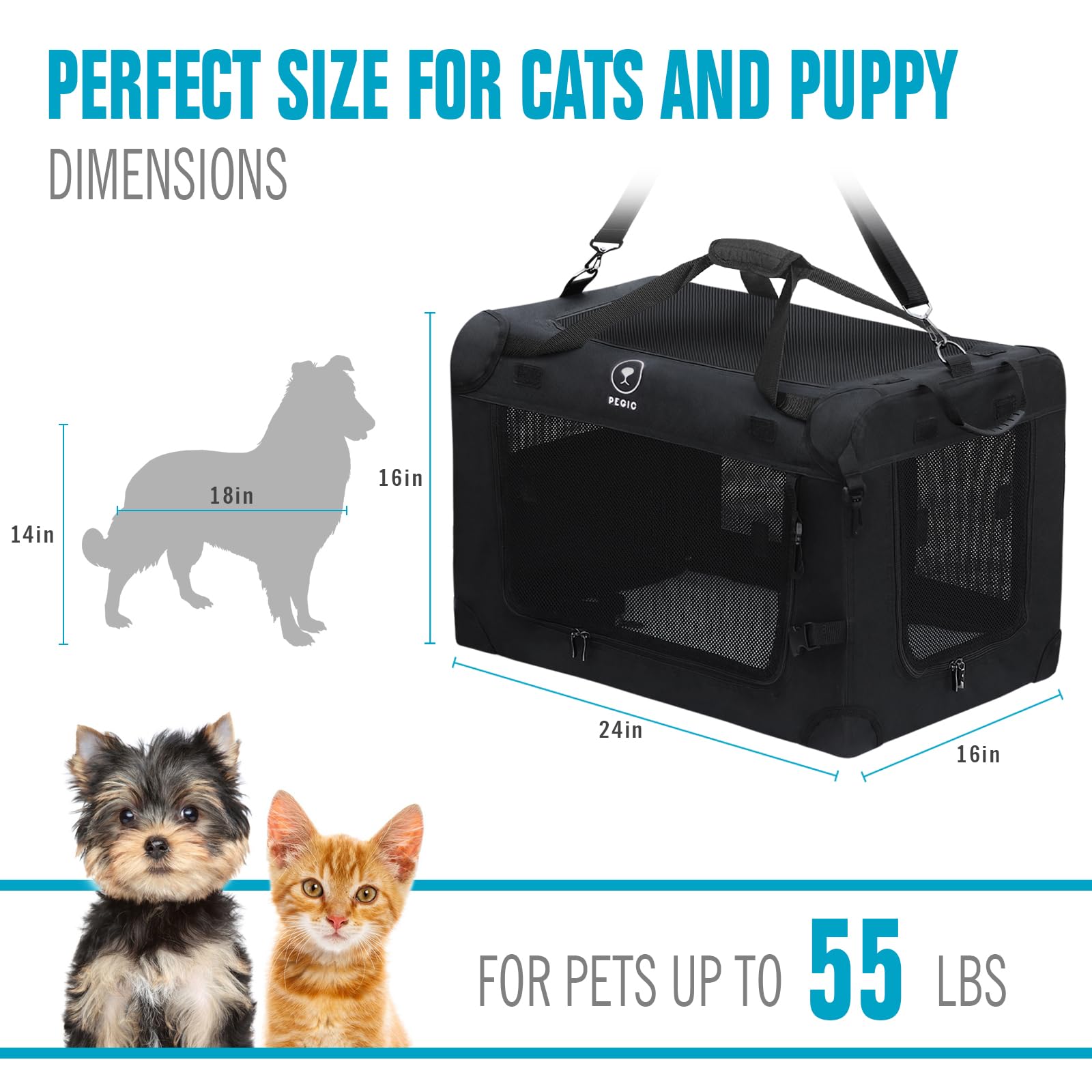 PEGIC diseño-plegable-carrier-gato: almacenamiento compacto entre viajes.