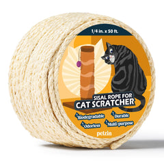 Pelzin cuerda sisal natural para gatos, 50-pies, postes de rascado duraderos