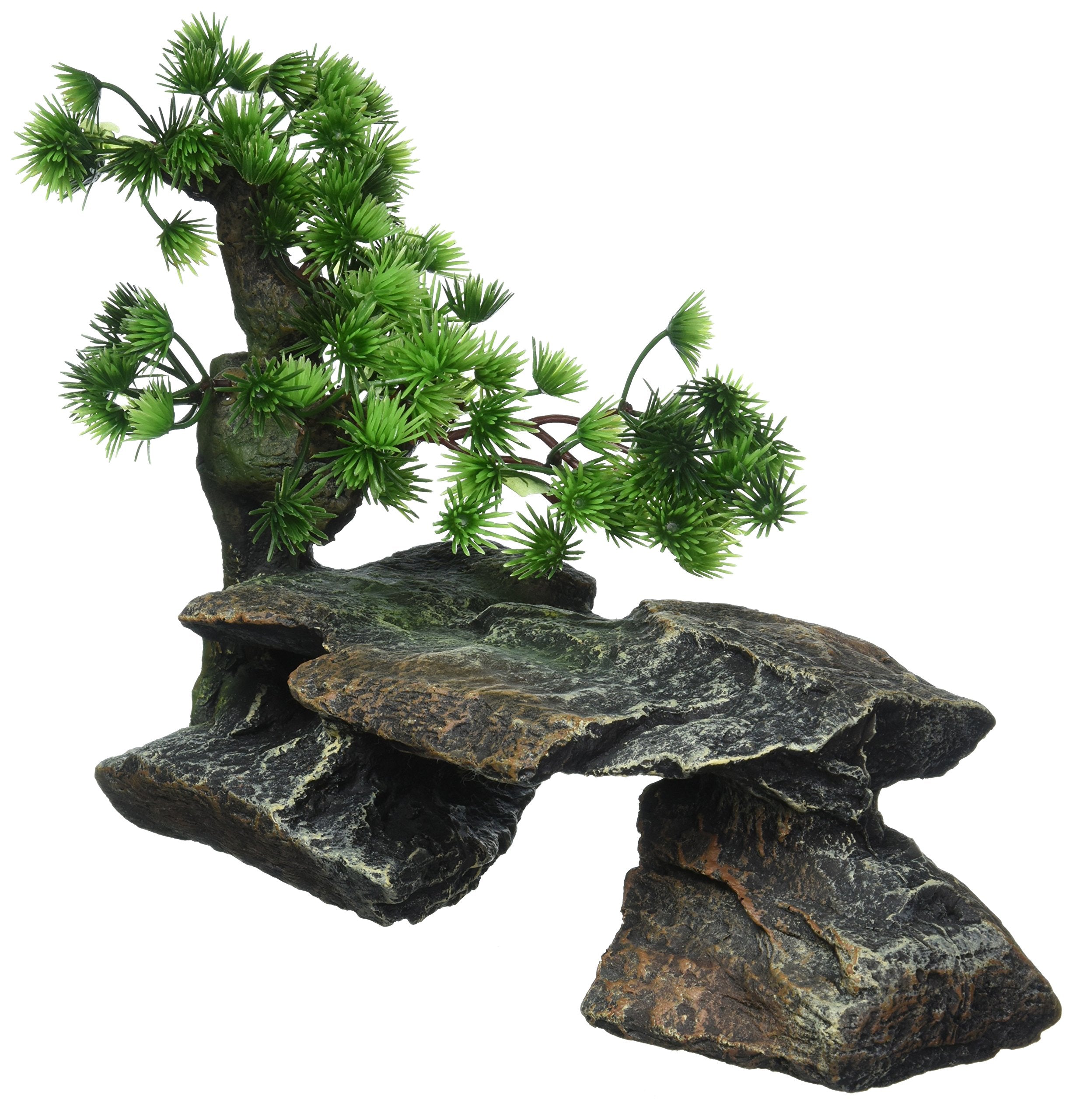PENN-PLAX Deco-Replicas Bonsai en piedras: color verde realista y belleza natural para el acuario.